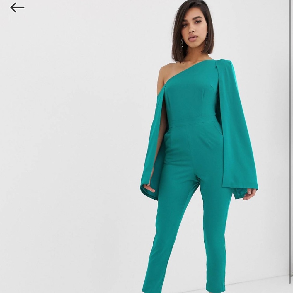 Lavish Alice One Shoulder Cape Tailored Jumpsuit